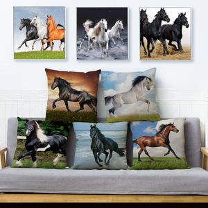 Cojín/almohada decorativa para el caballo torto de tiros 45 45 cm cubiertas de cojín cuadrados almohadas de lino