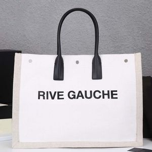 Gauche Handbagトートバッグ女性大容量ポケットリネン布レザーハンドルファッションレタースナップ閉鎖インテリアジッパーポケット旅行ハンドバッグ