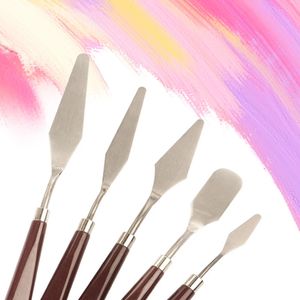 1set Rostfritt stål Spatula Kit Palette Gouache leveranser för oljemålning Kniv Fine Arts Målningsverktyg Set Flexibla blad