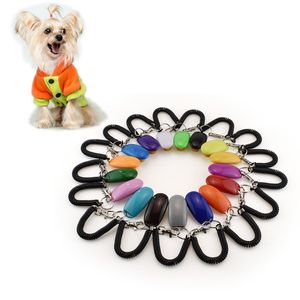 Przenośna regulowana łańcuch kluczy i pasek na nadgarstek trening Kliknij Multi Color Pet Dog Training Clicker Whistle DH06