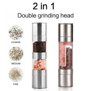 2PCs Set Salt Pepper Burr Mill de pimenta de aço inoxidável para gadgets de moagem de cozinha ajustáveis ​​de pimenta e erva 220510