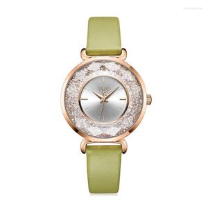 Armbandsur Full Crystal Elegant Cutting Women's Watch Japan Quartz Lady Hours Fine Fashion Leather Armband Girl's Gift Julius Box 1203