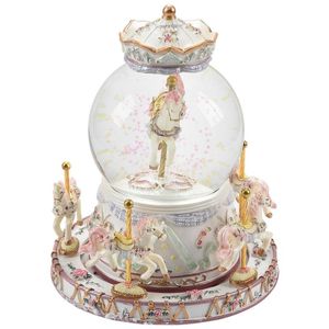 Dekorativa föremål Figurer roterar musiklåda Luxury Carousel Glass Ball Doll Miniature Doll House Toy With Castle in the Sky Tune Perfect