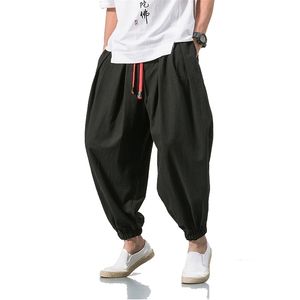 Summer Style Harem Pants Men Chinese Style Casual Loose Cotton Linen Sweatpants Jogger Pants Streetwear Trousers ABZ397 220621