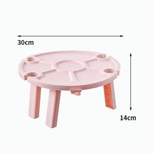 Outdoor Beach Portable Plastic Folding Small Wine-Table Snack Wine Glass Holder Easy to Carry Plastic Storage Table for Picnic