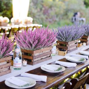 Kunstbloemen stroomden plastic lavendel bundel nep planten bruiloft teugel boeket indoor outdoor huis keuken kantoor tafel Q2