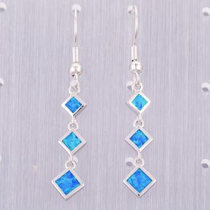 Dangle Chandelier Square Ocean Blue Fire Opal Srebrna biżuteria dla kobiet Drop Kolczyka Chandelierdangle
