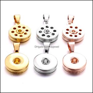 Charms smyckesfynd komponenter Sier Gold Metal 18mm Ginger Snap Button Base Pendant för DIY Snaps -knappar Halsbor Dhxiu
