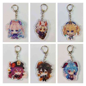 Game Genshin Impact Anime Figure KeyChain Character Cosplay Yoimiya Kokomi Gorou Thoma Akryl Keyring New Creative Pendant Gift Y220413