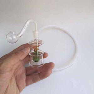 Neueste Mini Glas Wasserpfeife Wasserpfeifen Bongs mit Silikonschlauch Mundstück Rundbrenner Filterspitze Bubbler Dab Bohrinsel Rohre