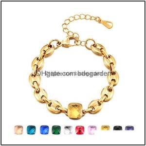 Charm Bracelets Jewelry Classic Design Stainless Steel Mticolor Crystal Bracelet For Women Gold K Bangles Psera Mujer Drop Delivery