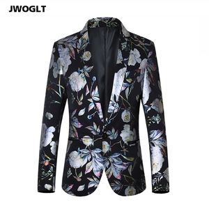 Koreańska moda Blazer Nowa wiosenna jesień Slim Fit Men Floral Printed Suit kurtka Blazer Men Plus Size 5xl 6xl 210412