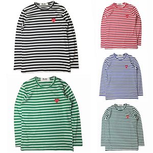 PLAY Spring Autumn T-shirt Striped Embroidered Love Round Neck Long Sleeve Loose Men Women T-shirt Couple Casual T-shirt 220407 332