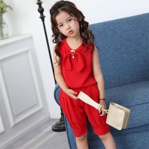 女の子の服セット夏のソリッドカラーベストショートパンツ2 PCS子供のための子供服810 11 12年220705