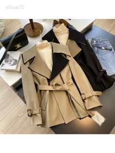 Tie Waist Short Trench Coat Women Spring Autumn New British Style Fashion Simple Solid Color Long Sleeve Jacket female L220725
