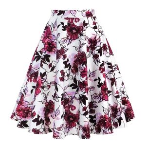 Прибытие лето линии старинные цветочные юбка 50-х годов Pin up стиль рокабилли качания юбка ретро высокая талия MIDI юбка 220401