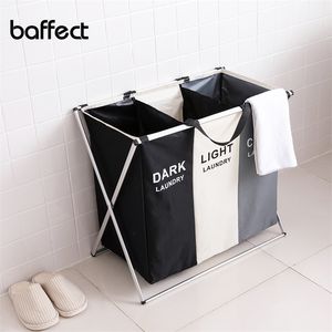 X-Shape Foldbar Dirty Laundry Basket Organizer Collapsible 2/3 Grids Dirty Clothes Storage Waterproof Large Laundry Hamper T200115