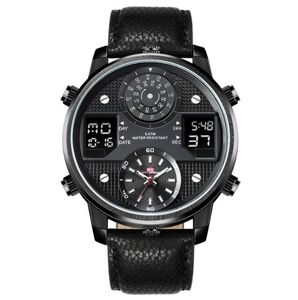 KT720人気のホットセラーメンズクォーツウォッチスポーツレザーストラップ50m防水性3つの3つの動き光度アラームタイミング腕時計