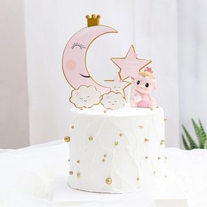 Party Dekoration Crown Moon Clouds Star Grattis på födelsedagen Cake Toppers Dream Baby Shower DIY Baking Dessert Infoga Flaggor Xmas Decor