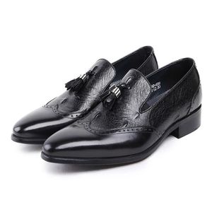 loafers formal mens wedding genuine leather tassel dress shoes 3799