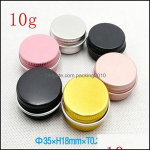 15Ml 15G Metal Storage Box 10G Aluminium Tins Jars Lip Balm Containers Empty Screw Top Tin Cans 6 Colors Drop Delivery 2021 Packing Boxes