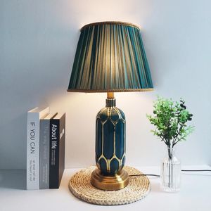 Table Lamps Light Luxury Post Modern American Style Ceramic Lamp For Bedroom Bedside European Living Room Blue Desk LampTable