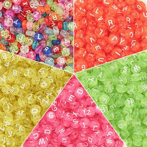 100pcs/lot Diy Loose Bead for Jewelry Bracelets Necklace Making Accessiroes Crafts Acrylic Beads Transparent Letter