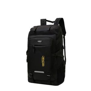 Mochilas unissex para montanhismo, mochila masculina de grande capacidade para caminhada, acampamento ao ar livre, à prova d'água, mochila para laptop, fio de poliéster 60L preto