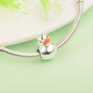 Authentic 925 Sterling Silver Beads Polished Rubber Duck Charms Fits European Pandora Style Jewelry Bracelets & Necklace DIY Gift For Women 799554C01