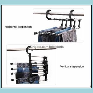 Hangers Racks 5 Layers Mti Functional Clothes Pant Storage Cloth Rack Trousers Hanging Shelf Non-Slip Clothing Organizer Drop Delivery 202