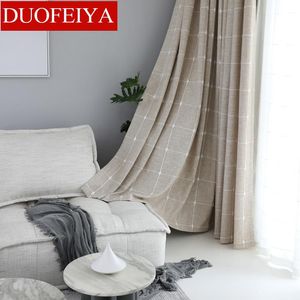 Curtain & Drapes Simple And Modern Japanese Lattice Embroidered Jacquard Curtains For Living Dining Room Bedroom High ShadingCurtain