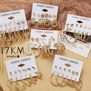 Hoop Huggie Fashion Gold Chain Orecchini Set per le donne Ragazze Elegante Geometirc Pearl Circle 2022 Gioielli GiftHoop