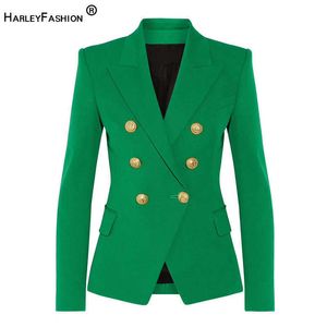 HarleyFashion Classic Design Women Style Style Disuant Slazers Solid Color Slim Autumn Green Blazer عالية الجودة