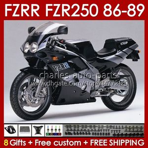 Carrozzeria per YAMAHA FZR250R FZRR FZR 250R 250RR FZR 250 86-89 Corpo FZR-250 142No.0 FZR-250R FZR250 R RR 86 87 88 89 FZR250RR 1986 1987 1988 1989 Kit carenatura nero lucido