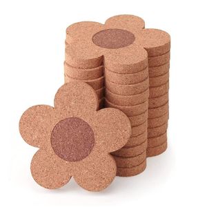 Kurk Onderzetters Drankjes Herbruikbare Coaster Natuurlijke Kurk 4 inch Bloemvorm Houten Onderzetters Kurk Onderzetters Voor Bureau Glazen Tafel LX4728