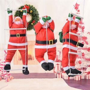50cm Christmas Pendant Santa Claus Hanging Doll Ladder Rope Climbing Year Tree Decoration Decor Y201020