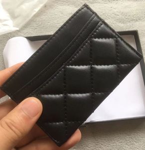 Excellent quality Black leather Gold &Silver hardware Card Holders Men&Women lambskin Caviar Cardholder Mini Wallets With Box266U261F