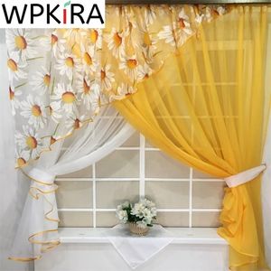 1 PCS Special Design Green Orange Kitchen Short Curtain Korean Pastoral Style Half Curtain Door Window Living room Partition 220511