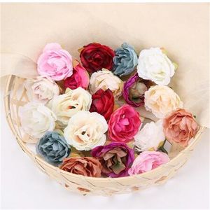 4cm Artificial Flowers Head Silk Peony Fake Flowers For Home Room Wedding Decoration DIY Wreath Gift Scrapbooking Craft GC1462