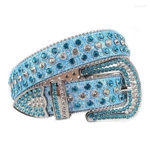 Paski Pasek Pasek Pasek Western Bling dla kobiet mężczyzn Crystal Studded Cool Cinto de Strass Dżinsy Cinturones Para MuJerbelts EMEL22