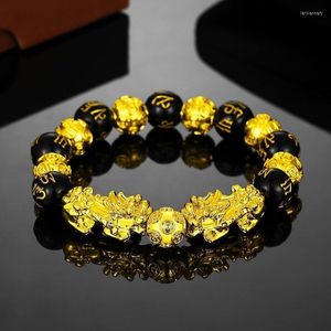 Beaded Strands Pixiu Armband Vietnam Shajin Imitation 3D Hard Gold 99 Obsidian Lucky Buddha Bead Jewelry bleknar inte för evigt Bead Lars22