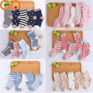 5 Paare/los Kinder Weiche Baumwolle Socken Junge Mädchen Baby, Kleinkind Niedlichen Cartoon Warme Streifen Mode Sport Socken Für Herbst Winter kinder 220514