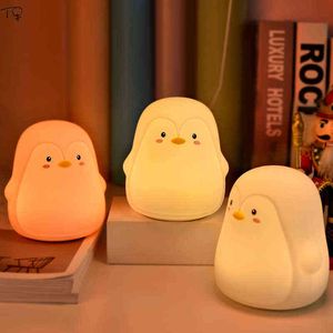 Wholesale penguin light for sale - Group buy Animal Silicone Cute Penguin LED Night Light with USB Rechargeable Battery Pat Switch Birthday Gift Eye Protect Bedside Salon W220318