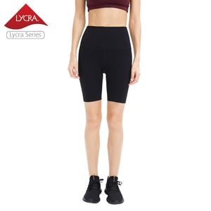 Lycra fabric High Waist Tummy Control Workout Yoga Shorts Black Compression Athletic Bike Running Shorts Slim Stretch Gym Tights