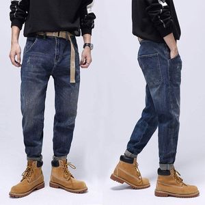 Männer Jeans Ly Designer Mode Männer Retro Blau Lose Fit Breite Bein Denim Streetwear Ausgefranste Scratch Vintage Baggy Hosen männer