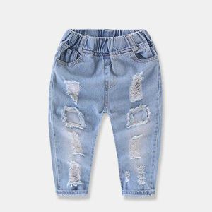 Ragazzi Moda Bambino Bambini Denim Jeans Casual Foro Jeans Pantaloni Pantaloni 2-7 anni