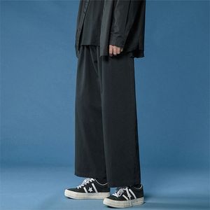 Legible Women Pant Casual Cotton Wide Leg Pants Retro Ankle Length Elastic Waist Loose Trousers Female 220325