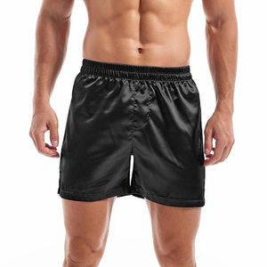 Underpants Men's Casual Underwear Sleep Shorts Satin Boxers Silk Smooth Pajama Man Solid Color Home Sleepwear Yoga Sports UnderpantsUnde