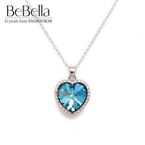 Hänghalsband bebella blå hjärta halsband med kristaller från element äkta mode smycken för kvinnor flicka bröllop gäst gåvapendant n