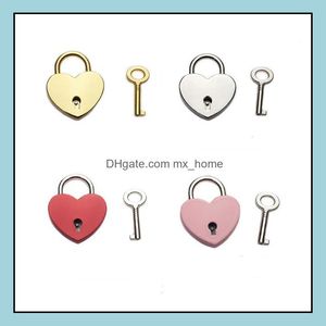 Door Locks Hardware Building Supplies Home Garden Heart Shaped Padlocks Vintage Mini Love With Key For Handbag Small L Dhc7Q